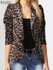 Women's Oversized Leopard-Print Blazer with Notched Lapels