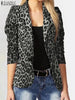 Women's Oversized Leopard-Print Blazer with Notched Lapels
