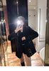 Women's Black Blazer Jacket with Decorative Front Straps and Long Sleeves