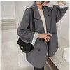 Women's Oversized Tweed Blazer with a Double-Breasted Front in Eight Colors