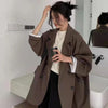 Women's Oversized Tweed Blazer with a Double-Breasted Front in Eight Colors