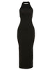 Sexy Backless Halter Elegant Bandage Maxi Dress Outfits for Women Sleeveless Summer Club Party Black Gown Dresses