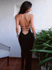 Sexy Backless Halter Elegant Bandage Maxi Dress Outfits for Women Sleeveless Summer Club Party Black Gown Dresses