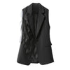 Women's Sleeveless Blazer Vest with a Spliced Design