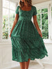 Vestidos Vintage Print Puff Sleeve summer Beach sweet dresses Casual Square collar floral maxi long dress festa