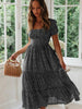 Vestidos Vintage Print Puff Sleeve summer Beach sweet dresses Casual Square collar floral maxi long dress festa