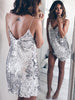 Deep V Neck Autumn Silver Sequined Backless Sexy Dress Women Off Shoulder Mini Christmas Party Club Strap Dresses Vestidos