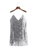 Deep V Neck Autumn Silver Sequined Backless Sexy Dress Women Off Shoulder Mini Christmas Party Club Strap Dresses Vestidos