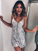 Deep V Neck Autumn Silver Sequined Backless Sexy Dress Women Off Shoulder Mini Christmas Party Club Strap Dresses Vestidos