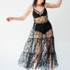Star Print Beach Ankle-Length Spaghetti Strap Dress Women Summer Sleeveless V-neck Vestidos Female Lace Mesh Shirring Dresses