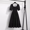 Women's Chiffon A-Line Dress, Short Puff Sleeves, Smocked Bodice and Tiered Skirt
