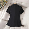 Women's Short-Sleeve Blazer Jacket in White Black or Navy