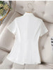 Women's Short-Sleeve Blazer Jacket in White Black or Navy