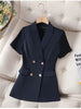 Women's Short-Sleeve Blazer Jacket in White Black or Navy