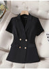 Women's Short-Sleeve Blazer Jacket in White Black or Navy
