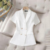 Women's Short-Sleeve Blazer Jacket in White Black or Navy