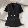 Women's Short-Sleeve Blazer Jacket in White Black or Navy