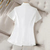 Women's Short-Sleeve Blazer Jacket in White Black or Navy