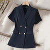 Women's Short-Sleeve Blazer Jacket in White Black or Navy