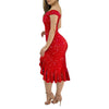 Women's Party Dress Sexy Off Shoulder Split Ruffle Solid Bodycon Knee-length Dress Glitter Party Elegant Dresses Vestido