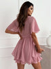 Women's White Black Chiffon V-Neck Mini Dress Summer