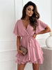 Women's White Black Chiffon V-Neck Mini Dress Summer