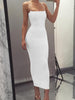 Spring Summer Women's High Elastic Sleeveless Backless Dress Long Sling Dresses Club Sexy Suspender Dress