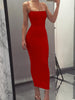 Spring Summer Women's High Elastic Sleeveless Backless Dress Long Sling Dresses Club Sexy Suspender Dress
