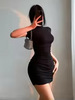 Sexy Tight Half High Collar Pleated Waist Mini Dress Spicy Girls Slim Dresses Bodycon Women Vestidos Cortos Party Mujer Clothin