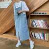 Irregular Split Cowboy Denim Dress Women Sleeveless Jeans Dresses Female Solid Casual Loose Strap Dresses