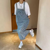 Irregular Split Cowboy Denim Dress Women Sleeveless Jeans Dresses Female Solid Casual Loose Strap Dresses