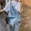 Irregular Split Cowboy Denim Dress Women Sleeveless Jeans Dresses Female Solid Casual Loose Strap Dresses