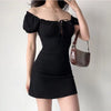 Summer Sexy Mini Dress Women Short Sleeved Lace up Hollow Casual Backless Folds Bodycon Black Dress Party Elegant A-LINE Dresses