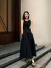Vintage Holiday Style Black Midi Dress Dresses for Women Clothing O Neck Office Lady Casual Pockets Women's Clothing