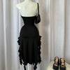 Summer Maxi Women's Dress Vintage Elegant black Sleeveless Slim Backless Irregular Tassel Party Dresses Street Robe