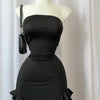 Summer Maxi Women's Dress Vintage Elegant black Sleeveless Slim Backless Irregular Tassel Party Dresses Street Robe