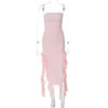 Summer Maxi Women's Dress Vintage Elegant black Sleeveless Slim Backless Irregular Tassel Party Dresses Street Robe