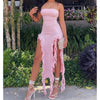 Summer Maxi Women's Dress Vintage Elegant black Sleeveless Slim Backless Irregular Tassel Party Dresses Street Robe