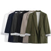 Women's Long-Sleeve Blazer with Notched Lapels and Pockets in Six Colors