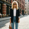 Women's Long-Sleeve Blazer with Notched Lapels and Pockets in Six Colors
