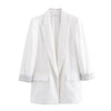 Women's Long-Sleeve Blazer with Notched Lapels and Pockets in Six Colors