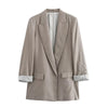 Women's Long-Sleeve Blazer with Notched Lapels and Pockets in Six Colors