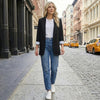 Women's Long-Sleeve Blazer with Notched Lapels and Pockets in Six Colors