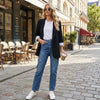 Women's Long-Sleeve Blazer with Notched Lapels and Pockets in Six Colors