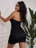 Diamond Pasted Solid Color Mini Dress Women Deep V-neck Strapless Dresses Female Trend Streetwear Clothing