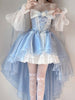 French Romantic Lolita Elegant Dress Irregular Cosplay Princess Puff Sleeve Bowknot Flower Mesh Fantastic Fairy Dresses