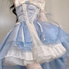 French Romantic Lolita Elegant Dress Irregular Cosplay Princess Puff Sleeve Bowknot Flower Mesh Fantastic Fairy Dresses