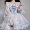 French Romantic Lolita Elegant Dress Irregular Cosplay Princess Puff Sleeve Bowknot Flower Mesh Fantastic Fairy Dresses