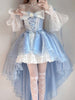 French Romantic Lolita Elegant Dress Irregular Cosplay Princess Puff Sleeve Bowknot Flower Mesh Fantastic Fairy Dresses