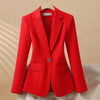 Women's Single-Button Blazer for Autumn and Winter in Black White or Red